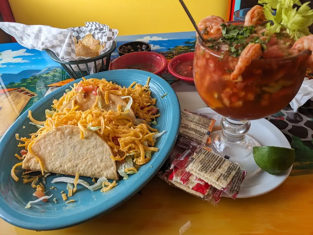 Crisp Tacos with Shrimp Cocktail De Camarones